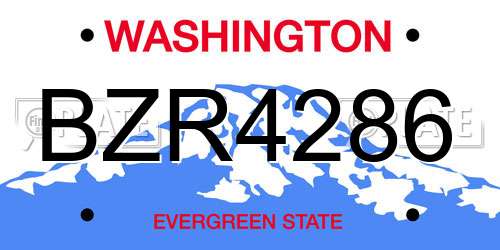 BZR4286 Washington License Plate