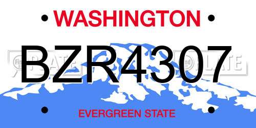 BZR4307 Washington License Plate