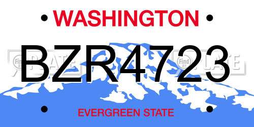 BZR4723 Washington License Plate