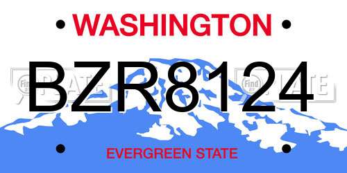 BZR8124 Washington License Plate