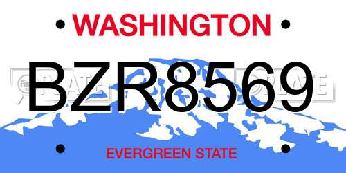 BZR8569 Washington License Plate
