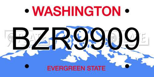 BZR9909 Washington License Plate