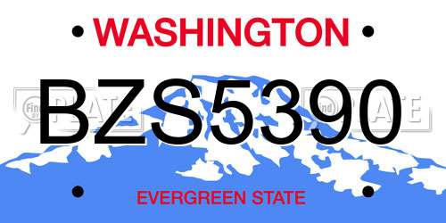 BZS5390 Washington License Plate