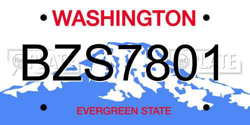 BZS7801 Washington License Plate