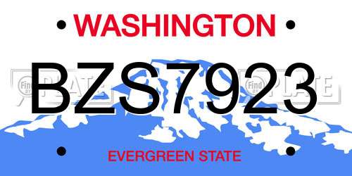 BZS7923 Washington License Plate