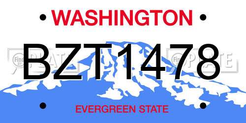BZT1478 Washington License Plate