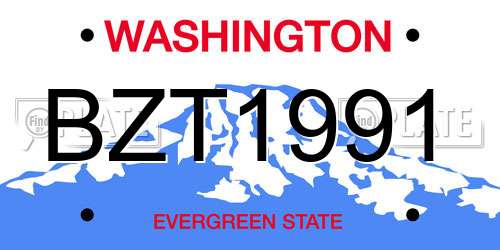 BZT1991 Washington License Plate