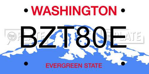 BZT80E Washington License Plate