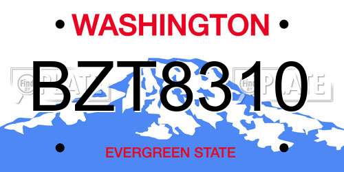 BZT8310 Washington License Plate
