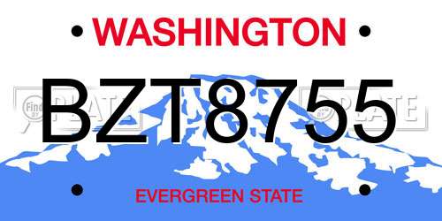 BZT8755 Washington License Plate