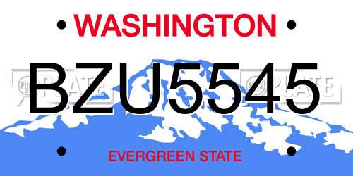 BZU5545 Washington License Plate