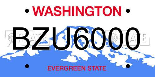 BZU6000 Washington License Plate