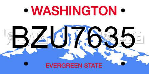 BZU7635 Washington License Plate