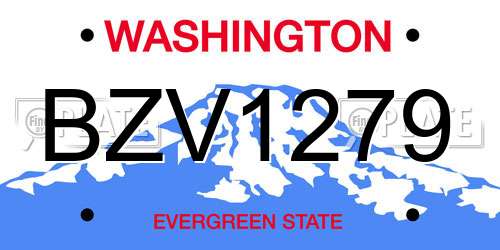 BZV1279 Washington License Plate