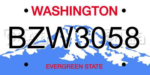 BZW3058 Washington License Plate