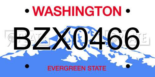 BZX0466 Washington License Plate
