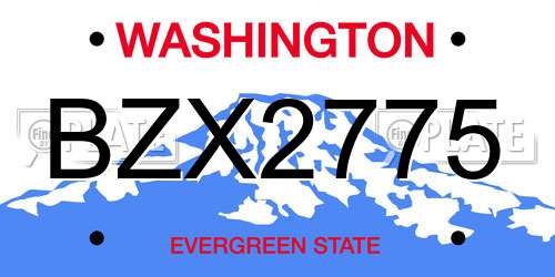 BZX2775 Washington License Plate