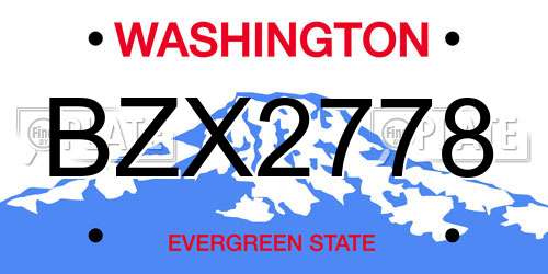 BZX2778 Washington License Plate