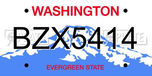 BZX5414 Washington License Plate