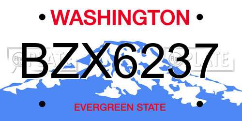 BZX6237 Washington License Plate