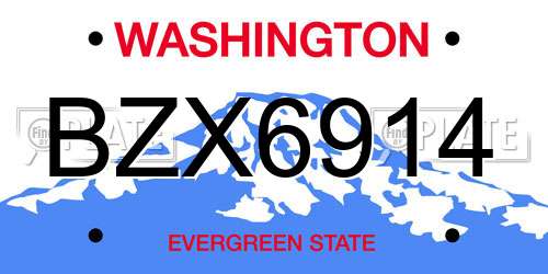 BZX6914 Washington License Plate