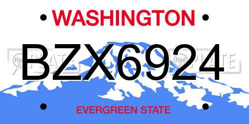 BZX6924 Washington License Plate