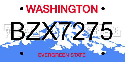 BZX7275 Washington License Plate