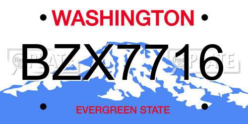 BZX7716 Washington License Plate