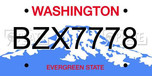BZX7778 Washington License Plate