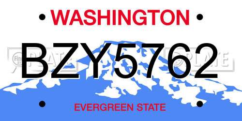 BZY5762 Washington License Plate