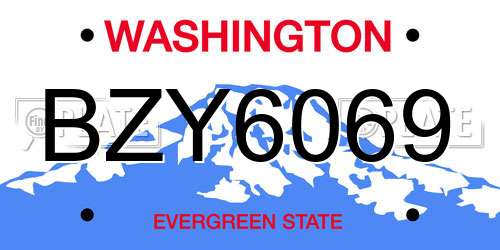 BZY6069 Washington License Plate