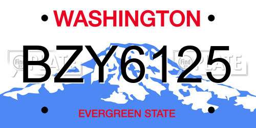 BZY6125 Washington License Plate