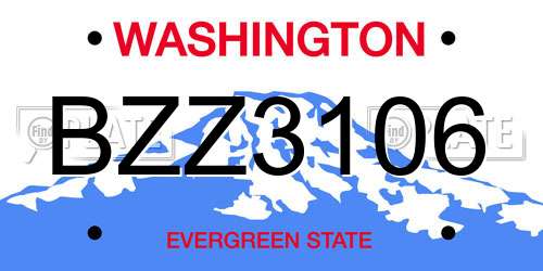 BZZ3106 Washington License Plate