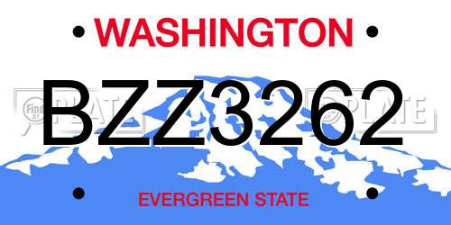 BZZ3262 Washington License Plate