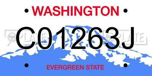 C01263J Washington License Plate