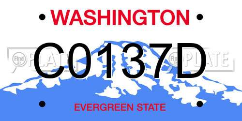 C0137D Washington License Plate