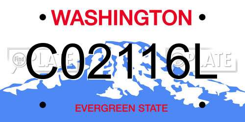 C02116L Washington License Plate