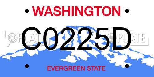 C0225D Washington License Plate