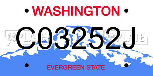 C03252J Washington License Plate