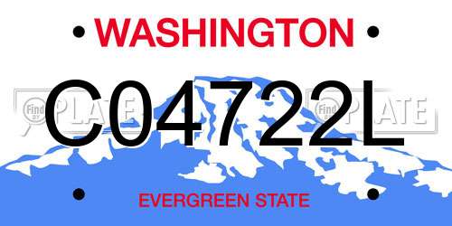 C04722L Washington License Plate
