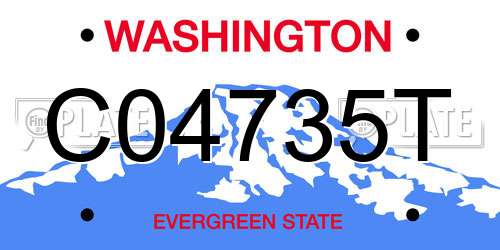 C04735T Washington License Plate