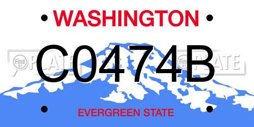 C0474B Washington License Plate