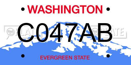 C047AB Washington License Plate