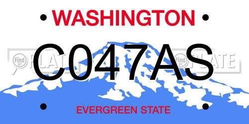 C047AS Washington License Plate