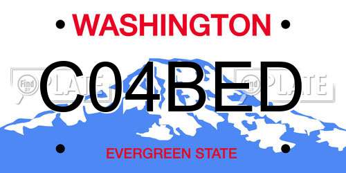 C04BED Washington License Plate