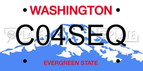 C04SEQ Washington License Plate