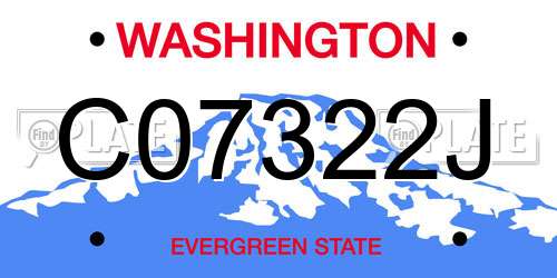 C07322J Washington License Plate