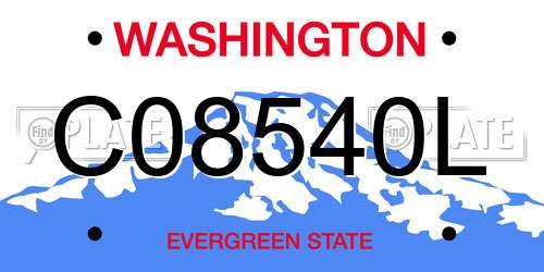 C08540L Washington License Plate