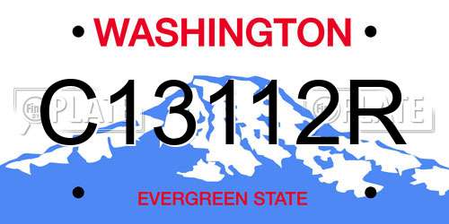 C13112R Washington License Plate