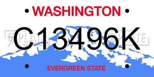 C13496K Washington License Plate